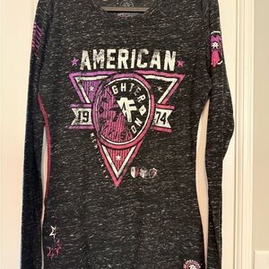 American Fighter Black and Pink Burnout Long Sleeve Shirt